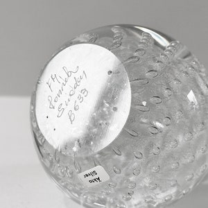 FM RONNEBY of Sweden. Silver inlay Pear-Shaped Paperweight with Controlled Bubbles. image 7