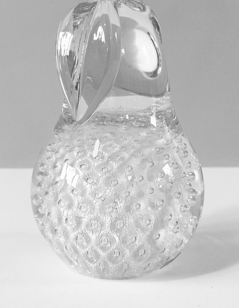 FM RONNEBY of Sweden. Silver inlay Pear-Shaped Paperweight with Controlled Bubbles. image 8