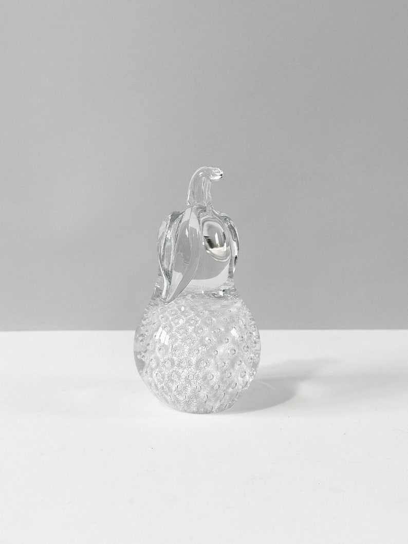 FM RONNEBY of Sweden. Silver inlay Pear-Shaped Paperweight with Controlled Bubbles. image 1