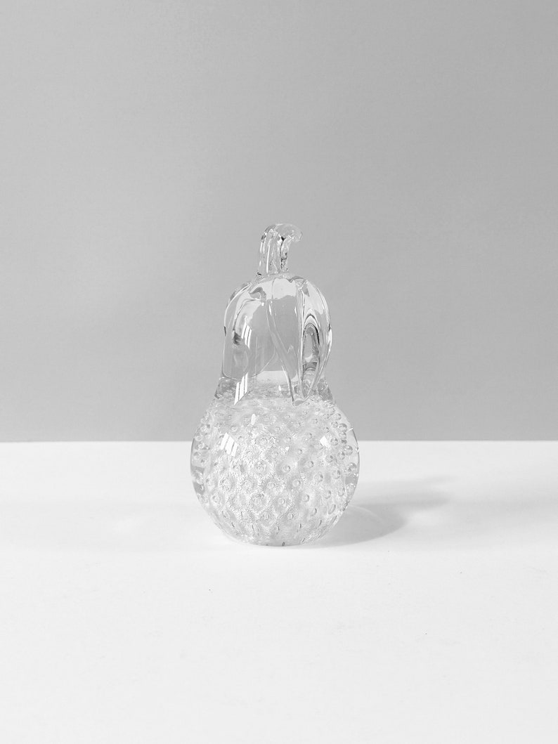 FM RONNEBY of Sweden. Silver inlay Pear-Shaped Paperweight with Controlled Bubbles. image 4