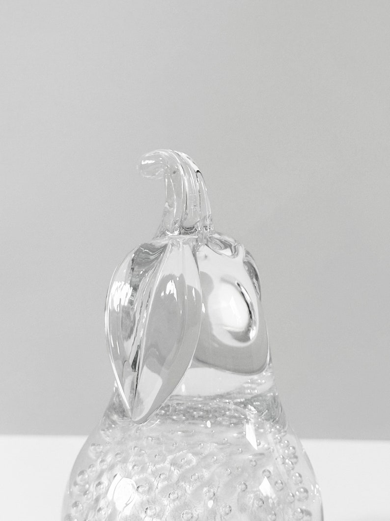 FM RONNEBY of Sweden. Silver inlay Pear-Shaped Paperweight with Controlled Bubbles. image 2