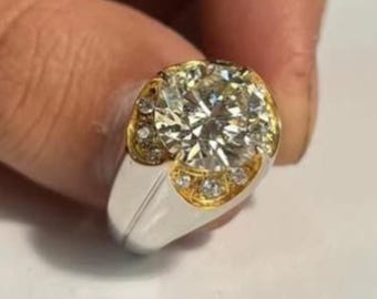 6 Carat Moissanite Diamond Ring, Sterling Silver, Certified Lab Made Stone