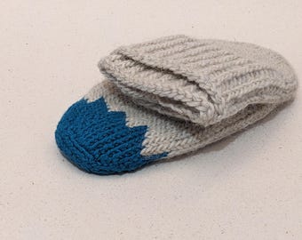 100% Wool Slippers | Handmade | S Size | Blue Wave