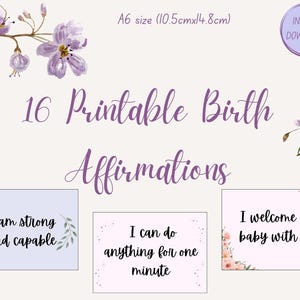 DESCARGA DIGITAL / 16 Tarjetas de afirmación de nacimiento empoderadoras para la atención plena y el cuidado personal Regalo de embarazo para nuevas mamás Arte de baby shower