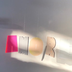 AMORE Mobile made of recycled acrylic glass, window decoration, sun catcher, light catcher, wall decoration, environmentally friendly, modern and minimalist. image 5