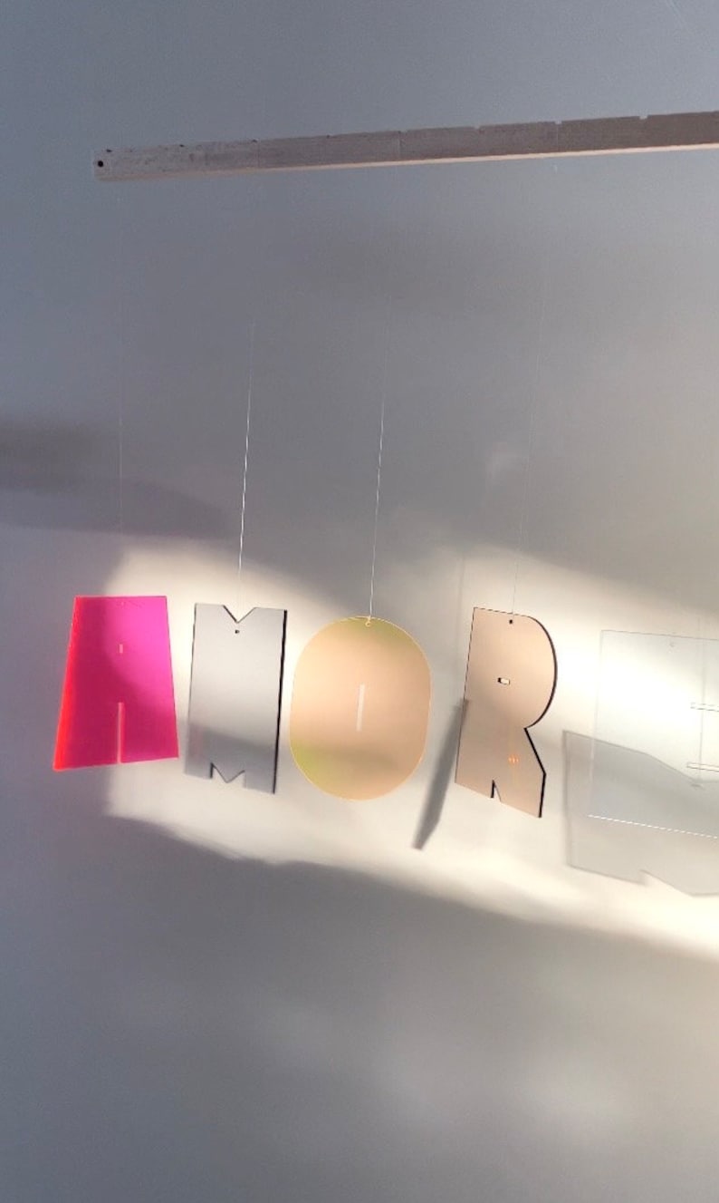AMORE Mobile made of recycled acrylic glass, window decoration, sun catcher, light catcher, wall decoration, environmentally friendly, modern and minimalist. image 5