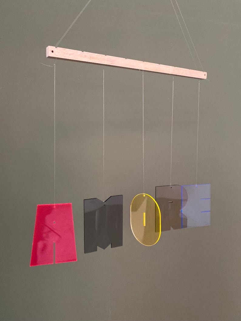 AMORE Mobile made of recycled acrylic glass, window decoration, sun catcher, light catcher, wall decoration, environmentally friendly, modern and minimalist. image 4