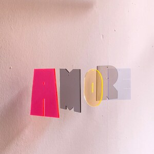 AMORE Mobile made of recycled acrylic glass, window decoration, sun catcher, light catcher, wall decoration, environmentally friendly, modern and minimalist. image 2