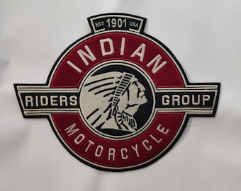 1 grande grande piéza Indian Motorcycle Riders Group 1901 bordado de alta calidad parche para coser para chaqueta y chaleco