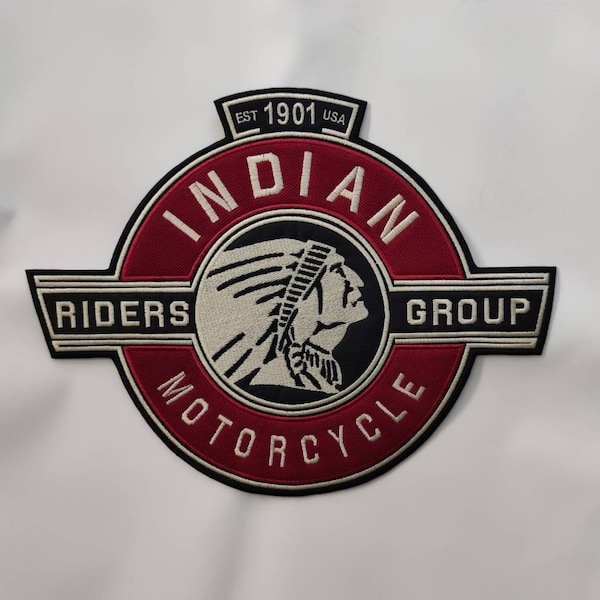 1 grande grande piéza Indian Motorcycle Riders Group 1901 bordado de alta calidad parche para coser para chaqueta y chaleco