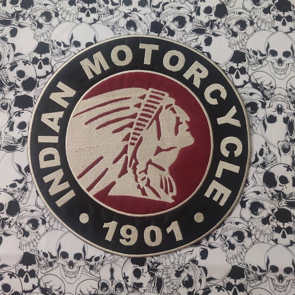 24 cm de large Indian Motorcycle 1901 broderie coudre sur patch pour veste et gilet CHOIX DE COULEUR