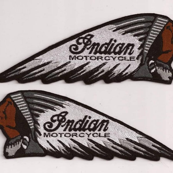 Jeu de 2 parches de costume à bordure de Indian Motorcycle Chief pour chalecos et chaquetas Couleurs grises blancos