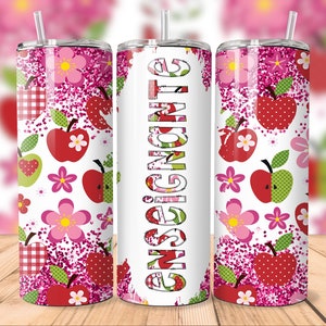 20oz Straight Tumbler | Teacher (Apples and Flowers)