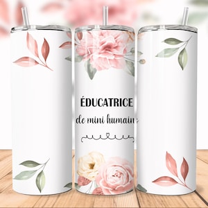20oz Straight Tumbler | Pink Flower Mini Human Educator
