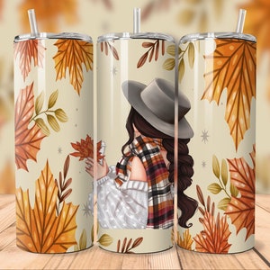 20oz Straight Tumbler | Autumn Girl (Brown, Blonde, or Red Hair)