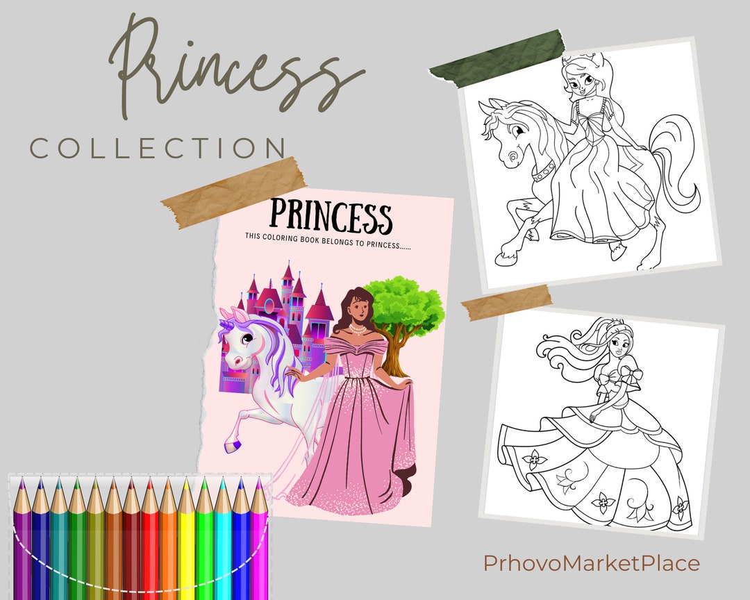 Princess Coloring Pages Collection - Etsy