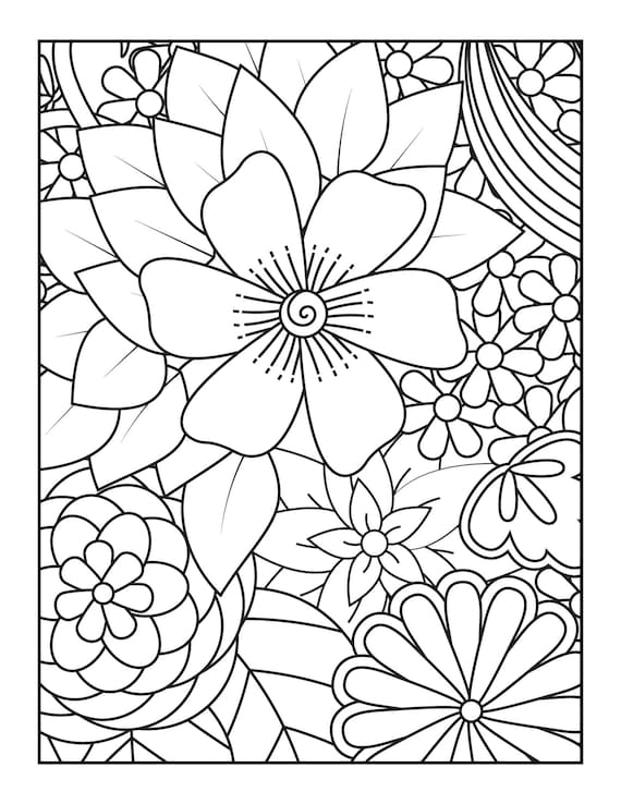 Large Print Adult Flowers Coloring Book: Big, Beautiful & Simple Flowers [Book]
