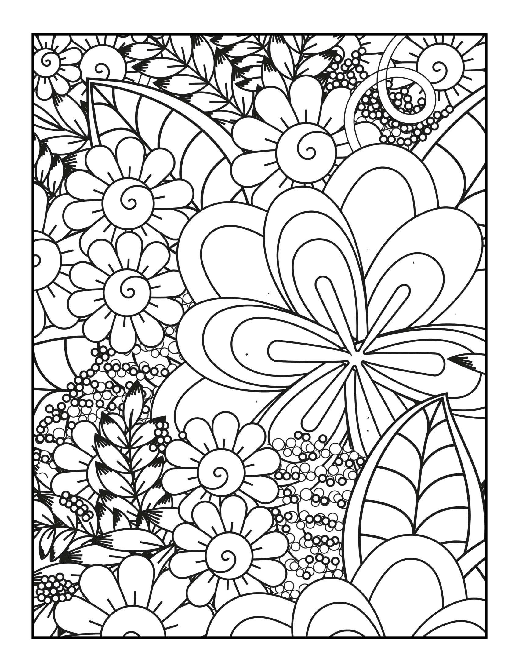 Relaxing Flowers Adult Coloring book: 50 mind calming pages with easy and  simple large print flower patterns for anxiety relief. (Anti stress  coloring