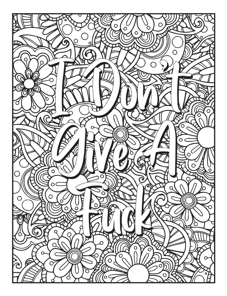 Flowers & Fcks Swear Word Coloring Book for Adults Printable Cuss Words