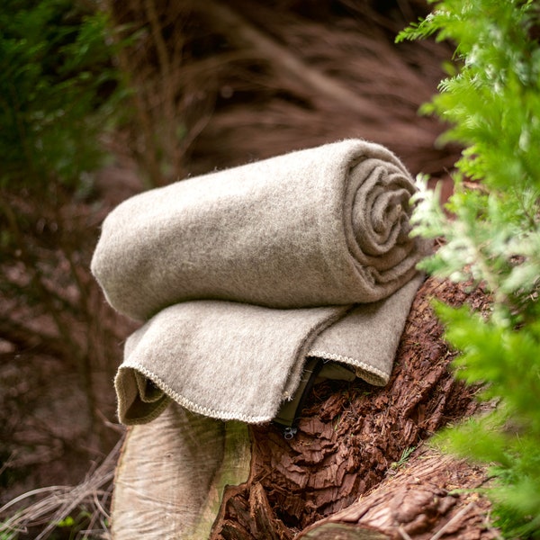 Coperta da campeggio in lana, spessa e pesante, calda coperta in 100% lana naturale