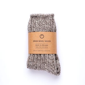Thick Wool Socks, 100% Natural Irish Wool Crew Socks. Aran Woolen Socks. Warm Winter Wool Socks.