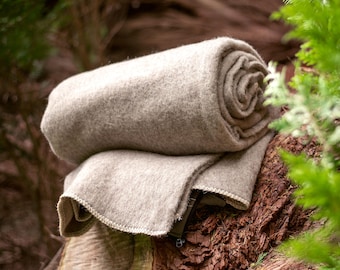 Couverture en laine de camping/Bushcraft, jeté de couverture chaud épais naturel 100 % laine