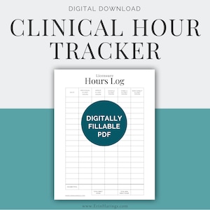 Clinical Hour Tracker | Licensure Hour Log | Mental Health License | Pre-licensed Therapy | Track Client Hours | Digitally Fillable