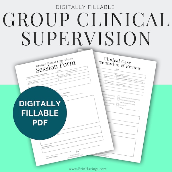 Clinical Case Presentation and Review Form | Group Clinical Supervision Template | Mental Health | Therapist Planner | Session Form |Therapy