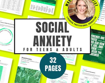 Social Anxiety Worksheets for Therapy | CBT Tools, Small Talk Scripts, Confidence Building, Thought Challenging & Exposure Activities