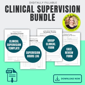 Clinical Supervision Template Bundle | Session Forms and Hours Log | Group Supervision & Case Presentation Review Templates for Therapists