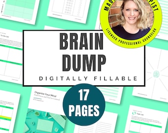 Brain Dump Workbook | Digitally Fillable ADHD Planner, Anxiety Relief, Priority Matrix & Task Organization for Therapy