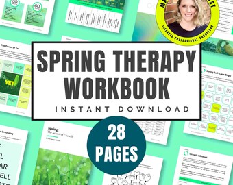 Spring Mental Health Workbook | Growth Mindset, Mood Tracker & Coping Skills | Spring-Themed Therapy Worksheets PDF