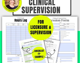 Clinical Supervision Form & Hours Log for Therapists | LPC, LCSW, LMFT, lmhc Supervision Tracking, Session Notes Clinical Logs | Checklist
