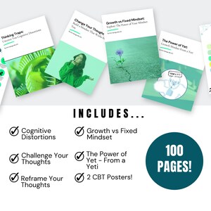 CBT Worksheets Mega Bundle for Therapy | Cognitive Distortions, Thought ...