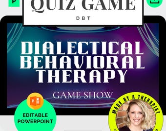 Programa de juegos DBT para terapia de grupo / Juego de preguntas editable en PowerPoint / Habilidades de afrontamiento, regulación emocional, actividades de comunicación