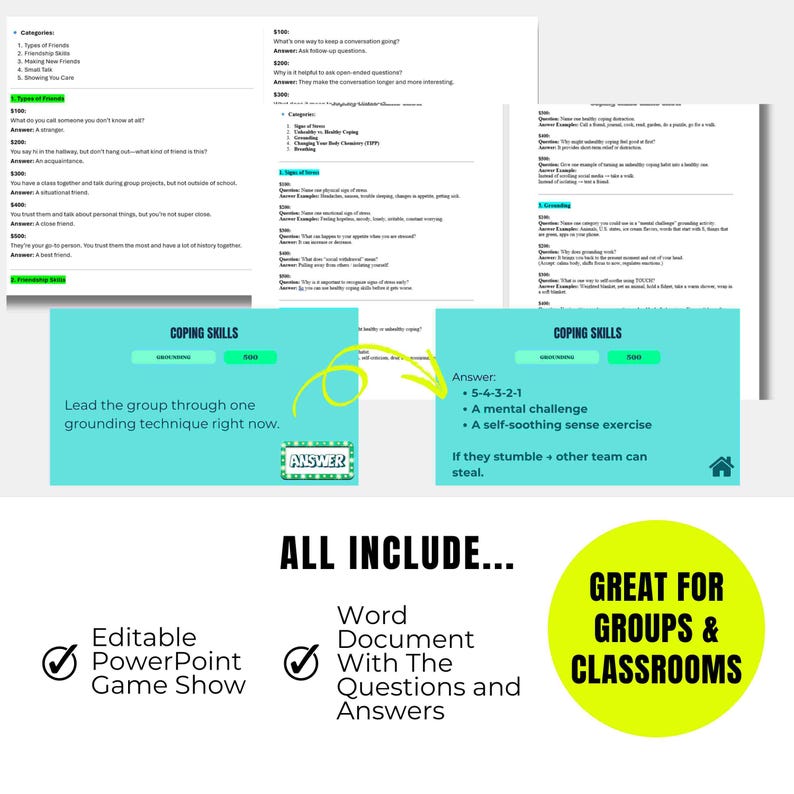 Therapy Game Show Bundle | Coping Skills, Anger, DBT, Emotion ...