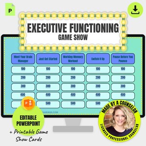 Executive Functioning Game Show | ADHD, Focus, Task Initiation & Working Memory Activity for Teens and Adults | PowerPoint + Cards