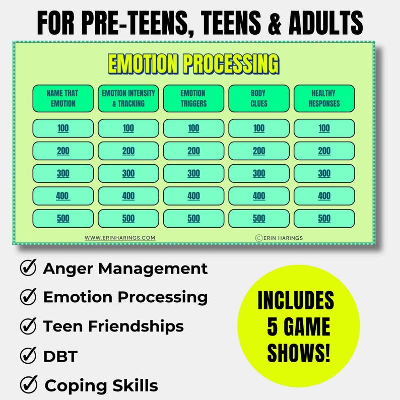 Therapy Game Show Bundle | Coping Skills, Anger, DBT, Emotion ...