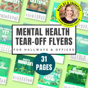 Mental Health Tear-Off Flyers | Printable Counseling Posters for Therapy, SEL & Classrooms, Bulletin Board Kit for School Counselors Teacher
