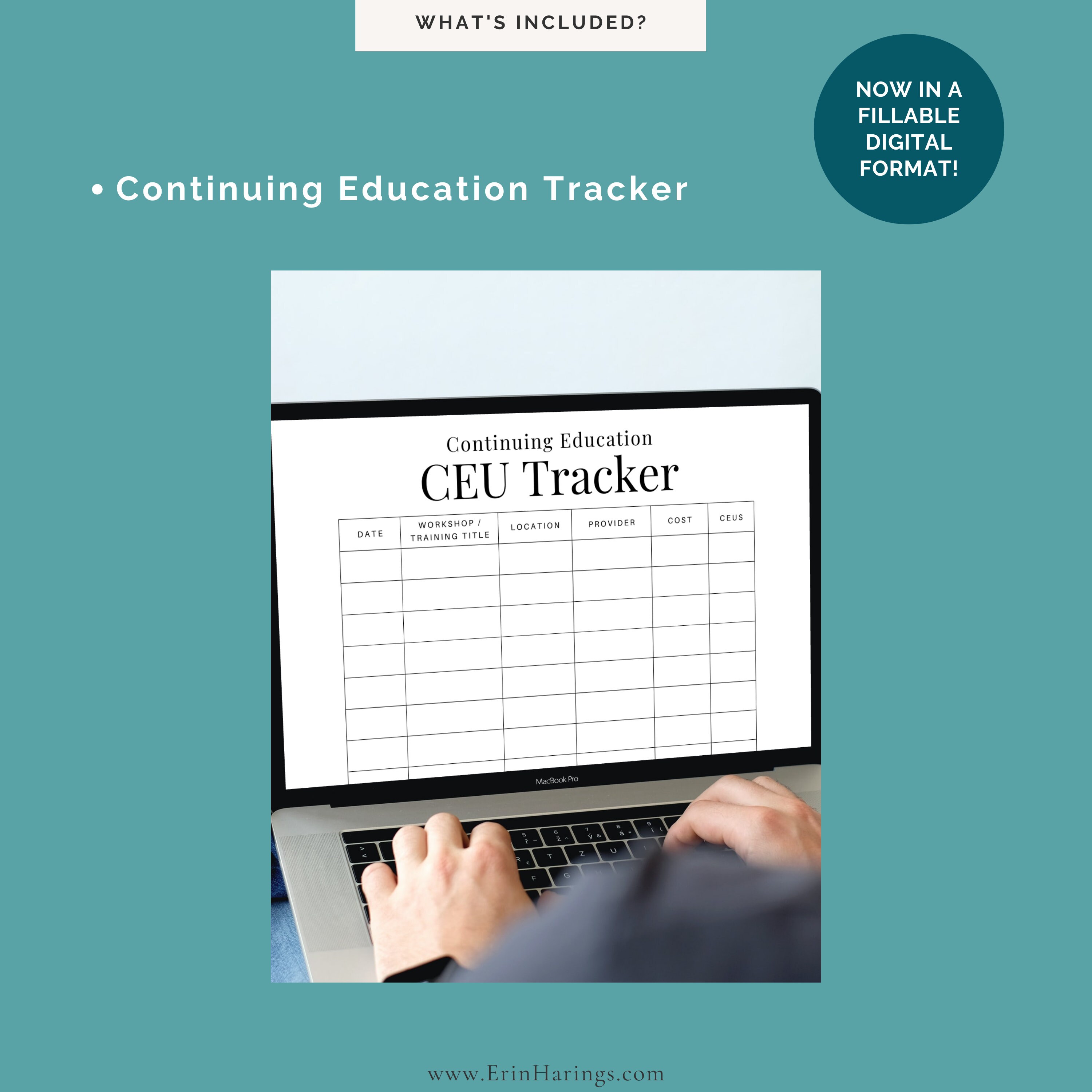 CEU Tracker | Digitally Fillable Continuing Education Log, CEU Hours ...