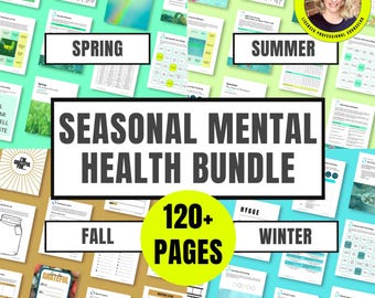 Seasonal Mental Health Worksheets Bundle | Coping Skills, Emotional Regulation & Self-Care | Spring, Summer, Fall and Winter Therapy