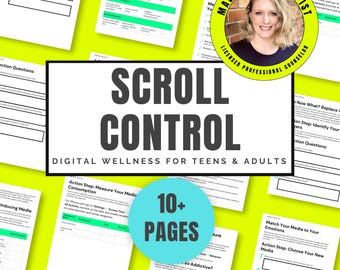 Digital Wellness Workbook for Teens & Adults | Screen Time, Social Media Anxiety | Doomscrolling Worksheets