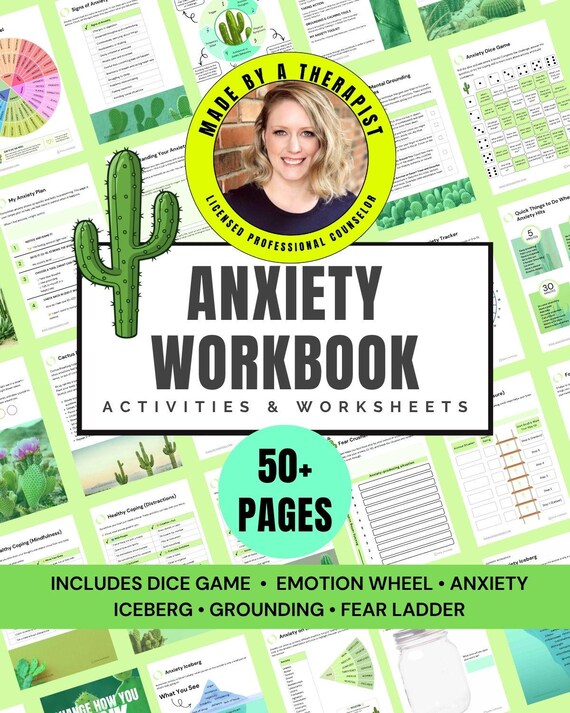 Anxiety Workbook | Anxiety Coping Skills, CBT Workbook, Grounding Techniques, Anxiety Activities, Mental Health Worksheets, Therapy Workbook