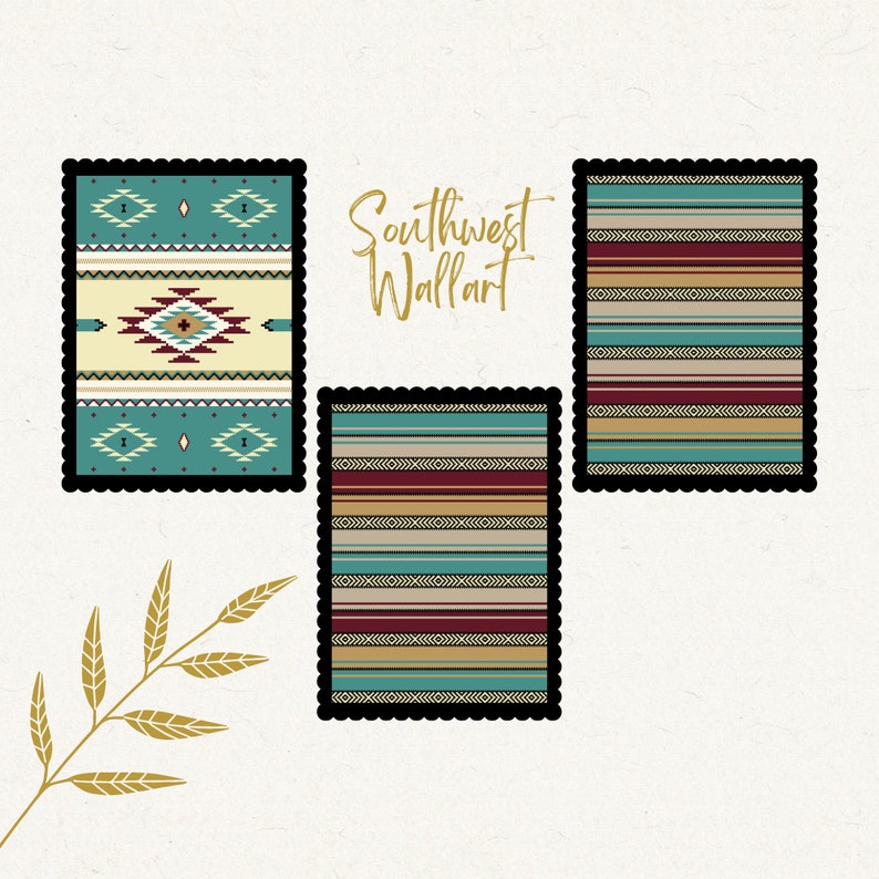Printable Southwest Wall Art, Aztec Pattern Wall Art, Turquoise, Boho