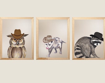 Cowboy Animal Prints, Rustic Cabin Wall Art (Digital Download)