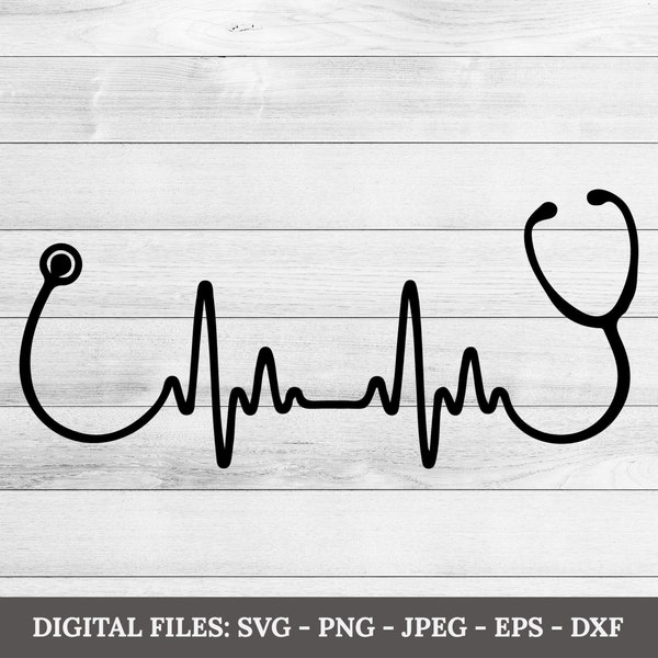 Heartbeat Stethoscope svg - Nurse, Doctor, Lifeline, EKG - Instant Digital Download - Cricut Cut files included
