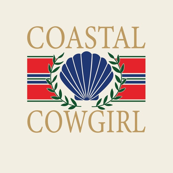 Coastal Cowgirl Png Western Graphic Coastal Living Transparent Designer luxury Cowboy Cowgirl Art Shell Beach High Fashion Trendy Shirt Png
