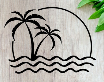 Palm Trees - Wave svg - Palm Tree svg - Palm Tree Clipart - Tropical svg - Beach svg - Adventure svg - Instant Download png, jpeg files