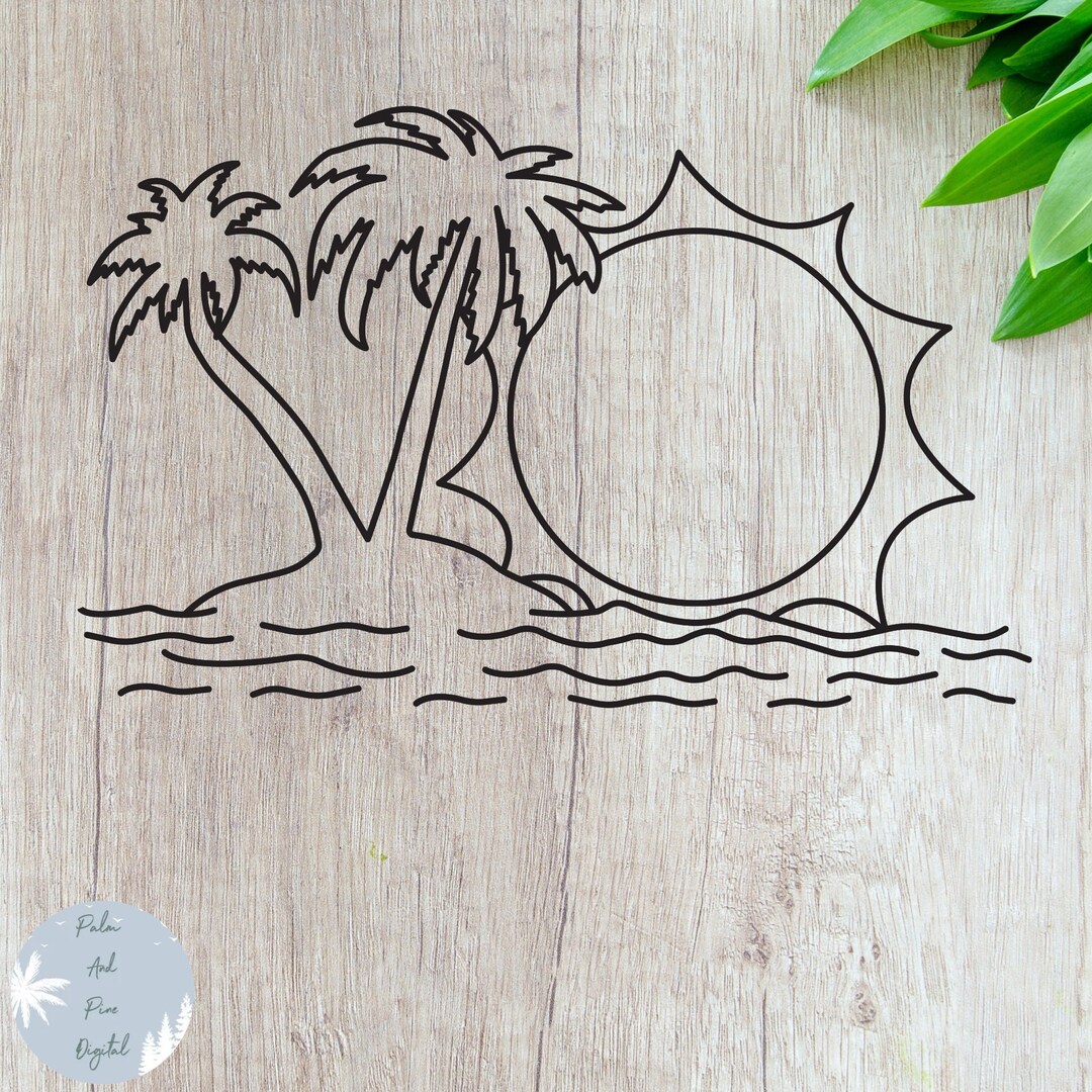 Palm Tree Svg Sunrise Svg Wave Svg Palm Tree Clipart Tropical Svg Beach ...