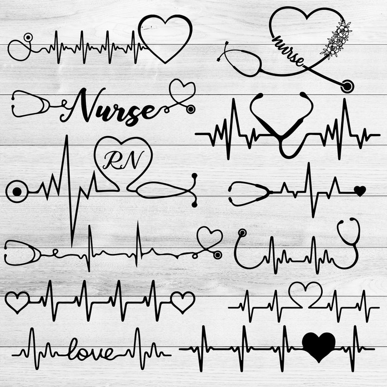 Stethoscope Svg EKG Bundle 140 Sublimation and Embroidery Etsy